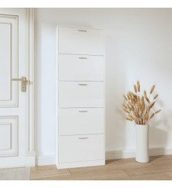 Armoire à chaussure Blanc brillant 59x17x169 cm Bois ingénierie