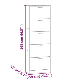 Armoire à chaussures Sonoma gris 59x17x169 cm Bois d'ingénierie