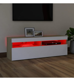 Meuble TV avec lumières LED blanc et chêne sonoma 120x35x40 cm