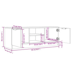 Meuble TV Blanc et chêne sonoma 102x35x36,5cm Bois d'ingénierie