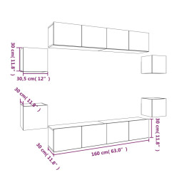 Ensemble de meubles TV 8 pcs Chêne sonoma Bois d'ingénierie