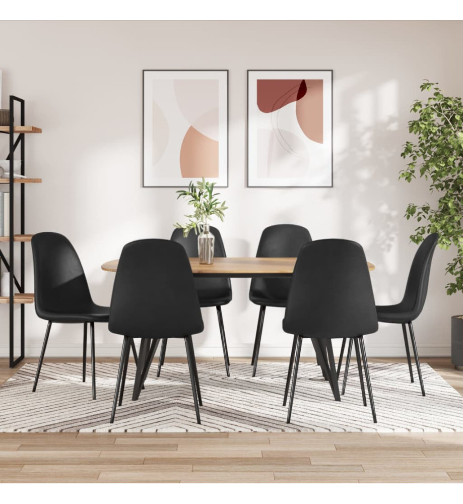 Chaises à manger lot de 6 noir similicuir Chaises à manger lot de 6 noir similicuir