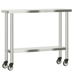 Table de travail de cuisine avec roues 110x30x85 cm inox