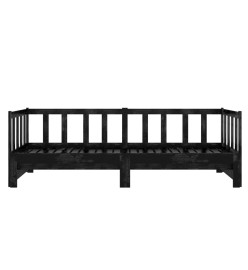 Lit coulissant Noir Bois de pin massif 2x(90x200) cm