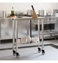 Table de travail de cuisine avec roues 82,5x30x85 cm inox