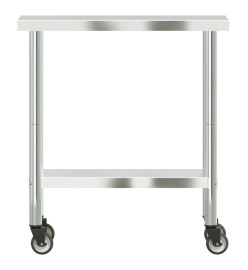 Table de travail de cuisine avec roues 82,5x30x85 cm inox