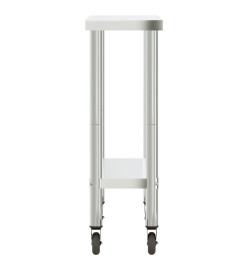 Table de travail de cuisine avec roues 82,5x30x85 cm inox