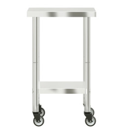 Table de travail de cuisine avec roues 55x55x85 cm inox