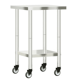 Table de travail de cuisine avec roues 55x55x85 cm inox