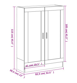 Bibliothèque chêne fumé 82,5x30,5x115 cm bois d'ingénierie