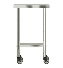 Table de travail de cuisine avec roues 55x30x85 cm inox