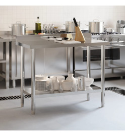 Table de travail de cuisine avec dosseret 110x55x93 cm inox