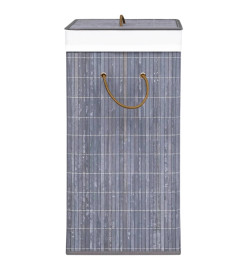 Panier à linge avec 2 sections bambou gris 72 L