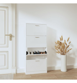 Armoire à chaussure Blanc brillant 59x17x150 cm Bois ingénierie