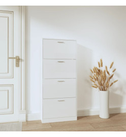 Armoire à chaussure Blanc brillant 59x17x150 cm Bois ingénierie