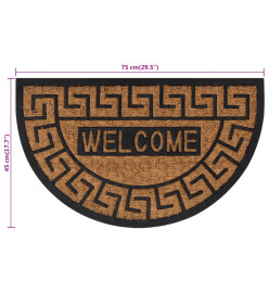 Tapis de porte demi-rond 45x75 cm caoutchouc et fibre de coco