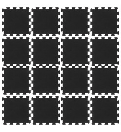 Carreaux de sol caoutchouc 16 pcs noir 16 mm 30x30 cm