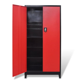 Armoire à outils avec 2 portes Acier 90x40x180 cm Noir et rouge