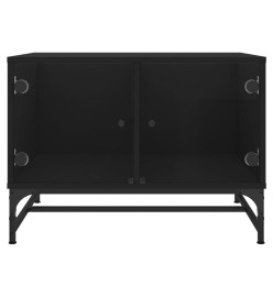 Table basse avec portes en verre noir 68,5x50x50 cm