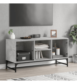 Meuble TV avec portes en verre gris béton 102x37x50 cm