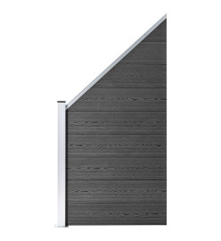 Ensemble de panneau de clôture WPC 619x(105-186) cm Noir