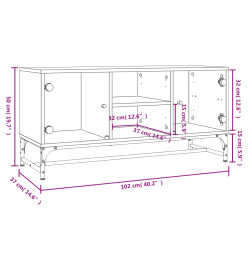 Meuble TV avec portes en verre sonoma gris 102x37x50 cm