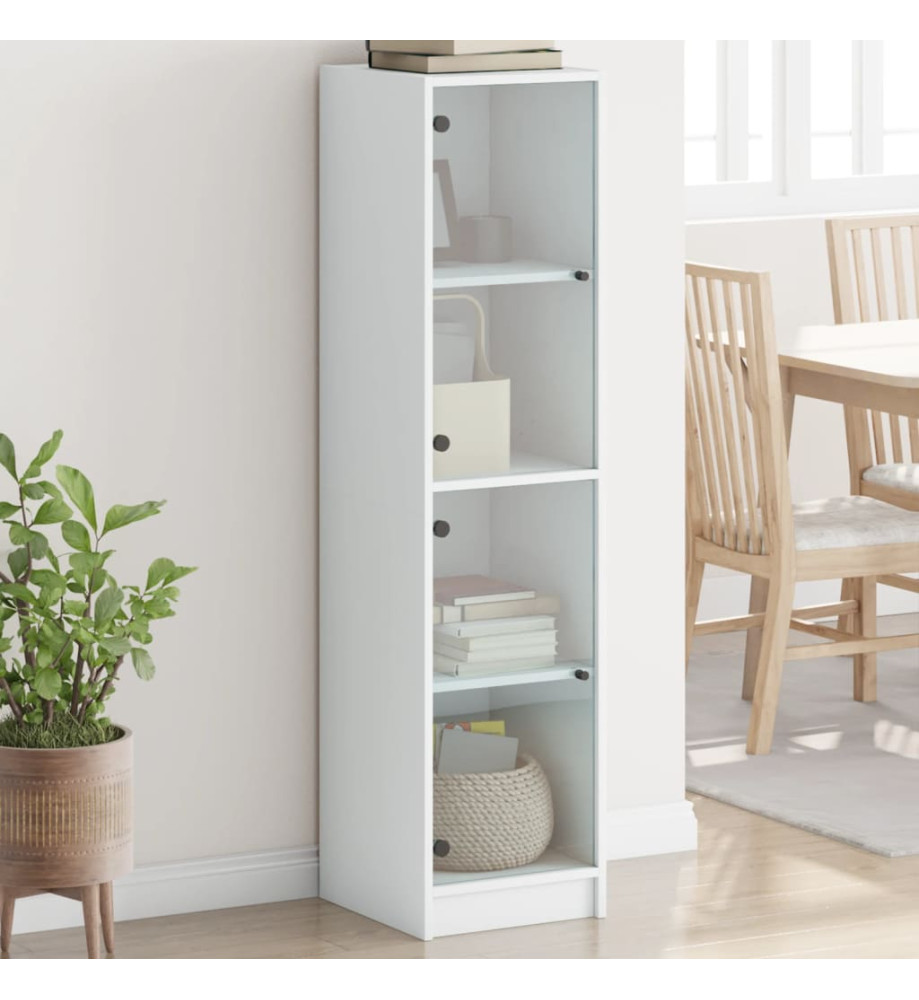 Buffet avec portes en verre blanc 35x37x142 cm Buffet avec portes en verre blanc 35x37x142 cm