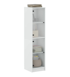 Buffet avec portes en verre blanc 35x37x142 cm