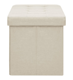 Banc de rangement pliable Blanc crème Faux lin