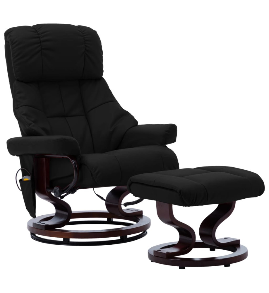 Fauteuil de massage inclinable Noir Similicuir et bois courbé