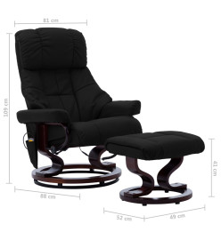 Fauteuil de massage inclinable Noir Similicuir et bois courbé