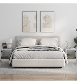 Tables de chevet avec portes en verre 2 pcs blanc 35x37x42 cm