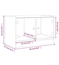 Meuble TV avec portes en verre chêne sonoma 68x37x42 cm