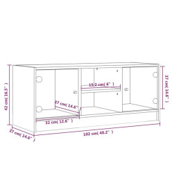 Meuble TV avec portes en verre chêne sonoma 102x37x42 cm