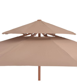 Parasol double avec mât en bois 270 cm Taupe