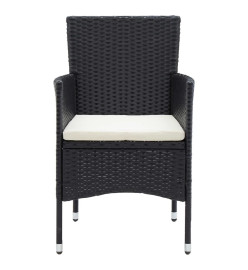 Mobilier à dîner de jardin et coussins 7pcs Résine tressée Noir