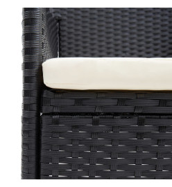 Mobilier à dîner de jardin et coussins 7pcs Résine tressée Noir