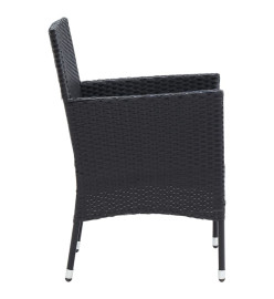 Mobilier à dîner de jardin et coussins 7pcs Résine tressée Noir