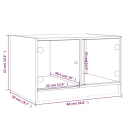 Meuble TV avec portes en verre gris béton 68x37x42 cm