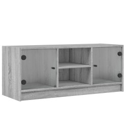 Meuble TV avec portes en verre sonoma gris 102x37x42 cm