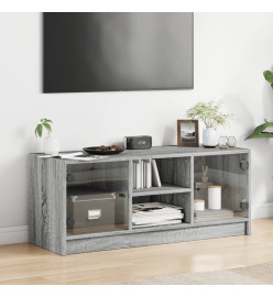 Meuble TV avec portes en verre sonoma gris 102x37x42 cm