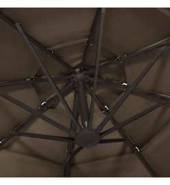 Parasol à 4 niveaux avec mât en aluminium Taupe 3x3 m