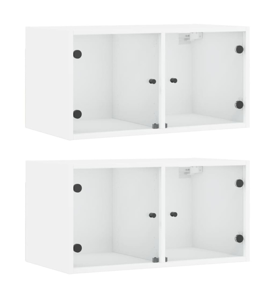 Armoires murales avec portes en verre 2 pcs blanc 68,5x37x35 cm Armoires murales avec portes en verre 2 pcs blanc 68,5x37x35 cm