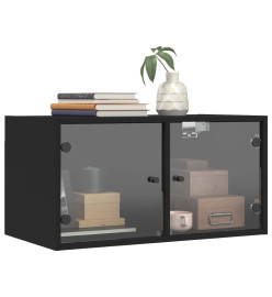 Armoires murales avec portes en verre 2 pcs noir 68,5x37x35 cm