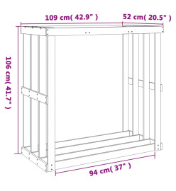 Porte-bûches d’extérieur cire marron 109x52x106 cm bois pin