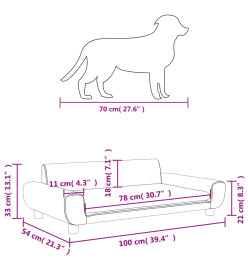 Lit pour chien gris clair 100x54x33 cm velours