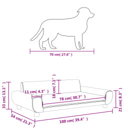 Lit pour chien marron 100x54x33 cm velours