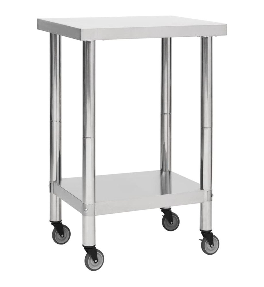 Table de travail de cuisine avec roues 60x60x85 cm Inox