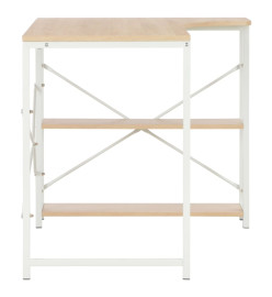 Bureau d'ordinateur Blanc et chêne 120 x 72 x 70 cm