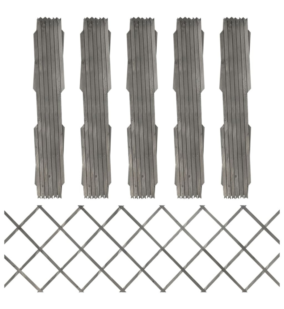 Clôture à treillis 5 pcs Gris Bois de sapin massif 180x60 cm